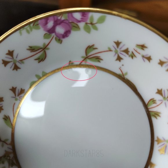 Vintage Limoges France Floral Print Demitasse Teacup and Saucer - Picture 6 of 10